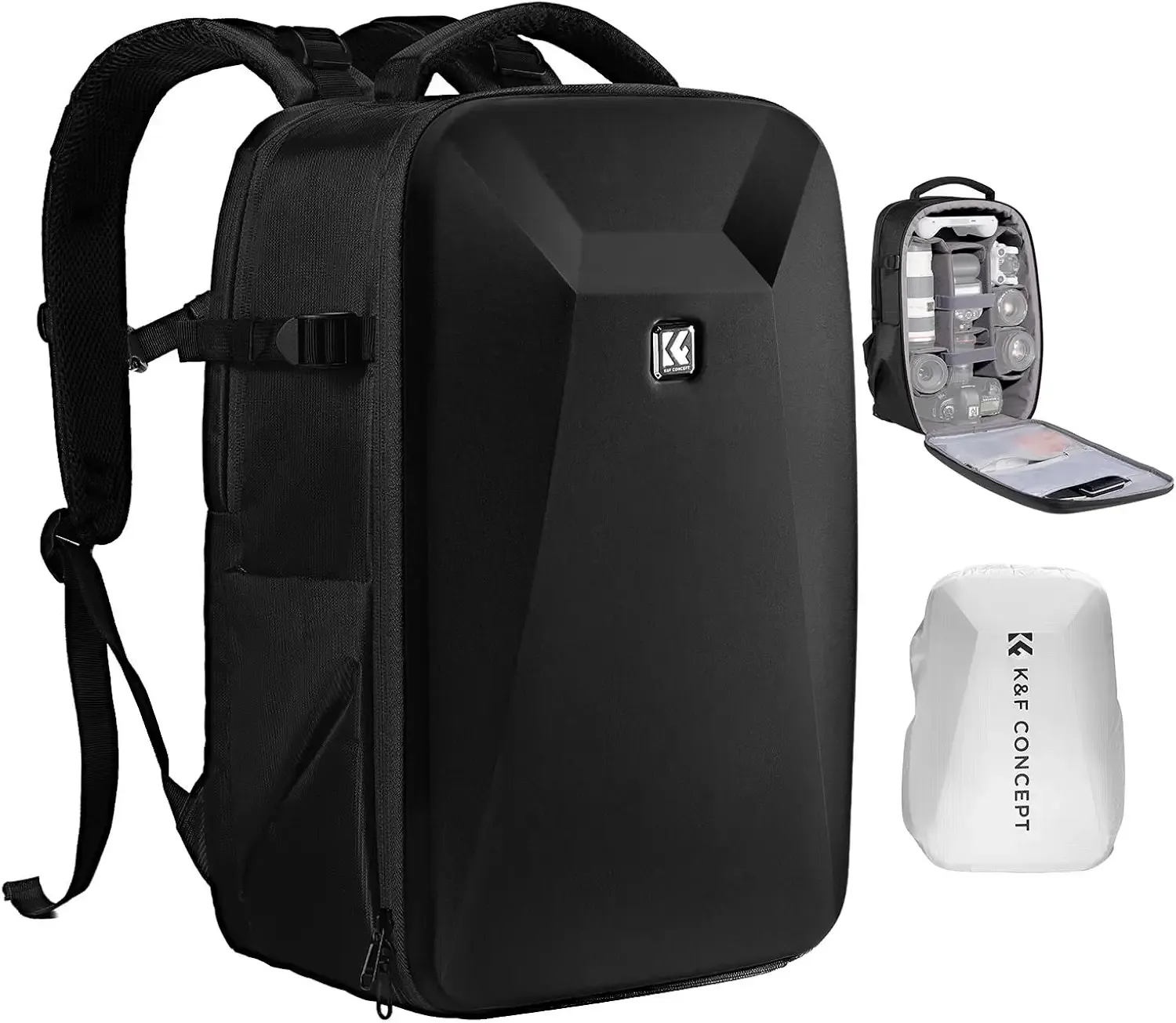 K&F CONCEPT Camera Backpack,Hardshell Photography DSLR Camera Bag with 15-15.6 Inch Laptop Compartment Waterproof Hard Shell Camera Case Compatible with Canon/Nikon/Sony/DJI Mavic Drone