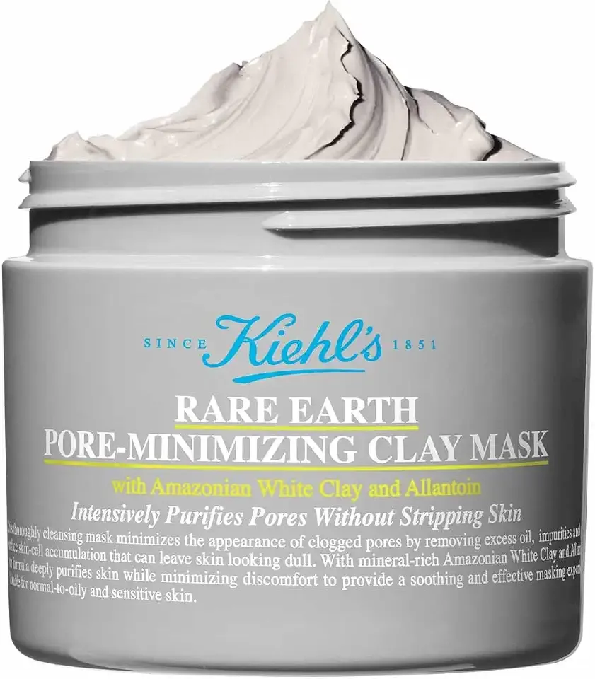Kiehl's - Rare Earth Deep Pore Cleansing Mask, Visbily Minimizes Pores | Face Mask With Amazonian White Clay & Aloe Vera for Minimizing Pores without Stripping skin- Detox Skincare