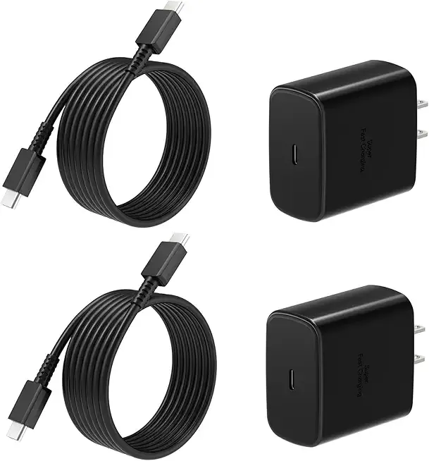 45W Super Fast Charger USB C, 2Pack PPS Type C Charging Block with 6FT USB-C Phone Cable for Samsung Galaxy S25 +/Ultra /S24 S23 S22 +/Ultra/ S21 S20/Tab S9, iPhone 17/16/15 and More
