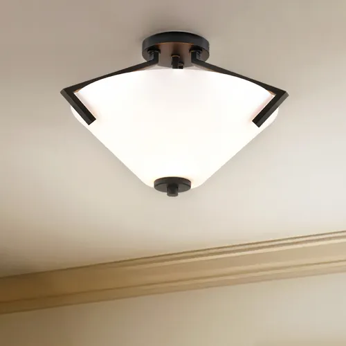 Patriot Lighting® Conetta Matte Black 2-Light Semi-Flush Mount Ceiling Light