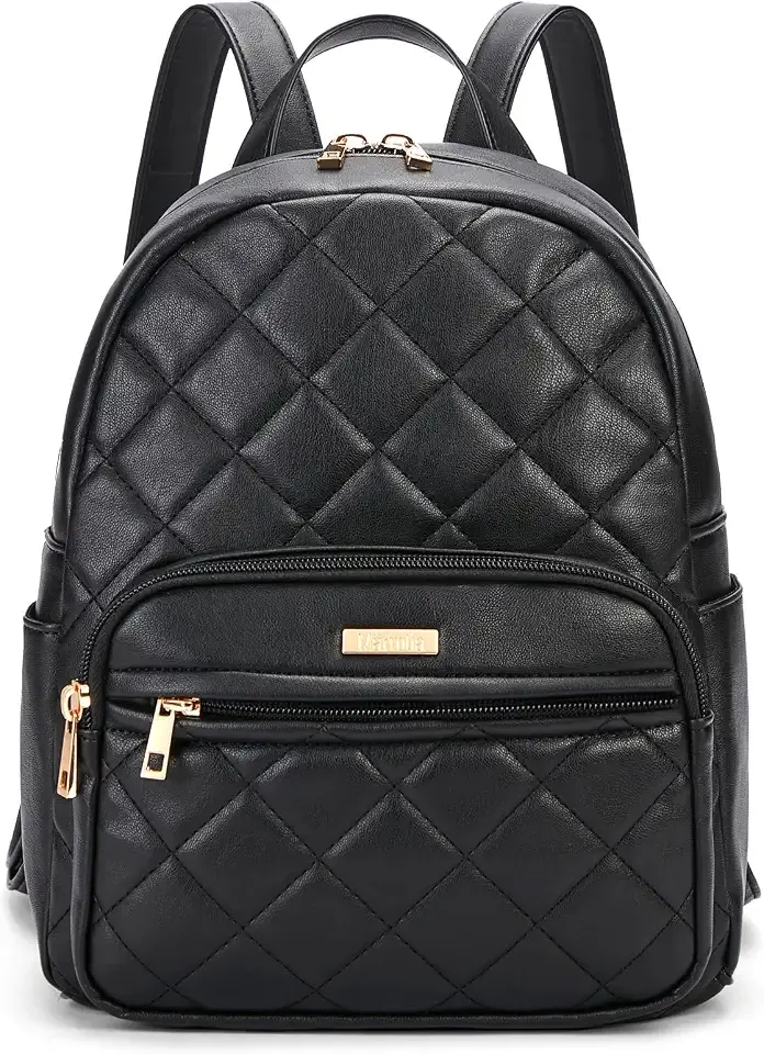 Mini Backpack for Women - Vegan Leather Small Backpack Fashion Backpack Purse for Travel Work Shopping - Black
