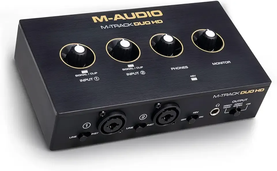 M-AUDIO M-Track Duo HD Audio Interface 24bit 192kHz for Recording, Streaming, Podcasting with USB-C, 2 XLR TRS Inputs, 2 TRS Outputs, Software Suite