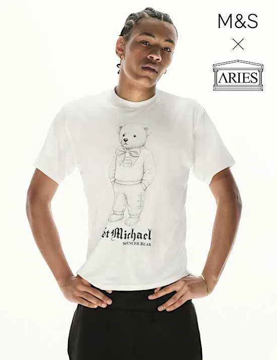 T-Shirt aus reiner Baumwolle mit Spencer Bear™-Grafik