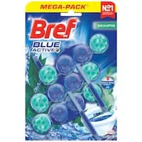 bref blue active toilet flush rim block eucalyptus 50g each 3pack
