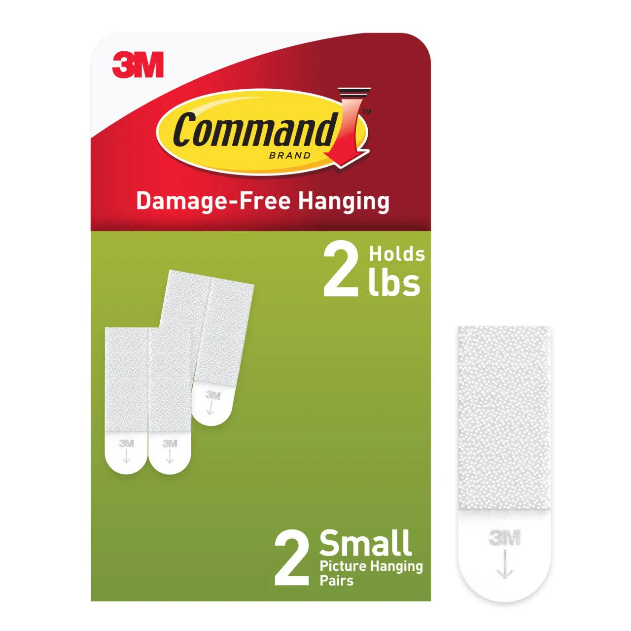 Command Small (5 lb) Picture Hanging Strips, White, 2 pairs of Strips, Damage-Free Wall Hangers for Picture Frames and Other Decor, No Tools Required, Ideal for Decorating Apartments, Dorms, and Classrooms