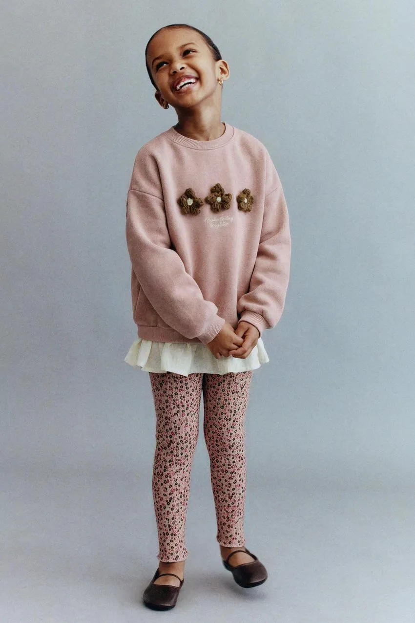 COMBINED SWEATSHIRT WITH FLOWERS