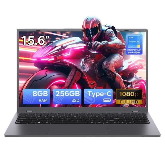 RNRUO 15.6 inch Windows 11 Laptops New Intel 6500Y 8GB RAM 256GB ROM, FHD Display Type-C PD WiFi 5 BT5.0, Long Battery Life Netbook Laptop Computer for Kids, Student, Business