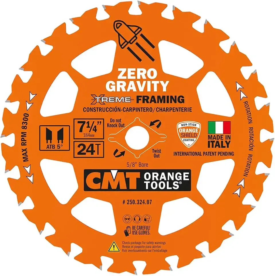 CMT Orange Tool 250.324.07-X10 FRAMING Zero Gravity 7-1/4”x5/8”, 10 Pack