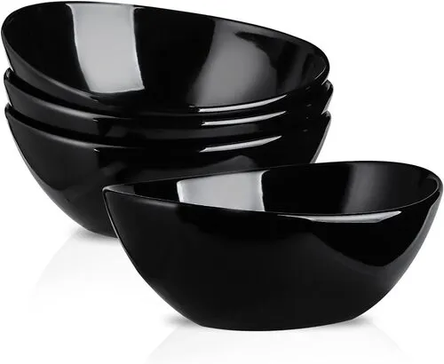 Hasense® Black Serving Bowls - 4 Pack