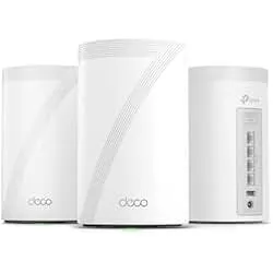 TP-Link Deco 7 Pro BE63 Tri-Band WiFi 7 BE10000 Whole Home Mesh System - 6-Stream 10 Gbps, 4x2.5G Ports Wired Backhaul, 4X Smart Internal Antennas, VPN, HomeShield, Free Expert Support (3-Pack)