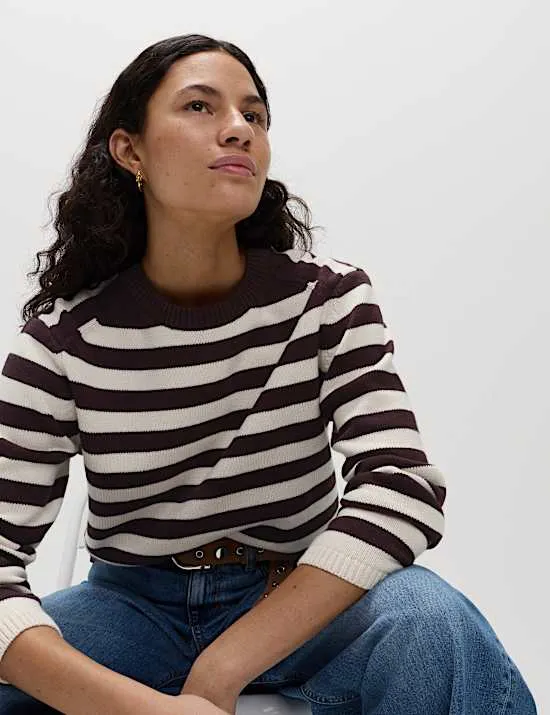 Cotton Rich Striped Cropped Jumper