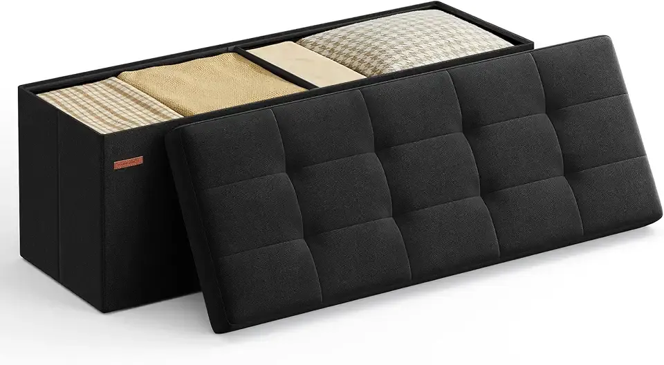 43.3 Inches Folding Storage Ottoman Bench, Load 660 lb