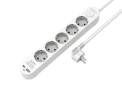 Power strip 5 outlets 1xUSB-A 1xUSB-C 3 m