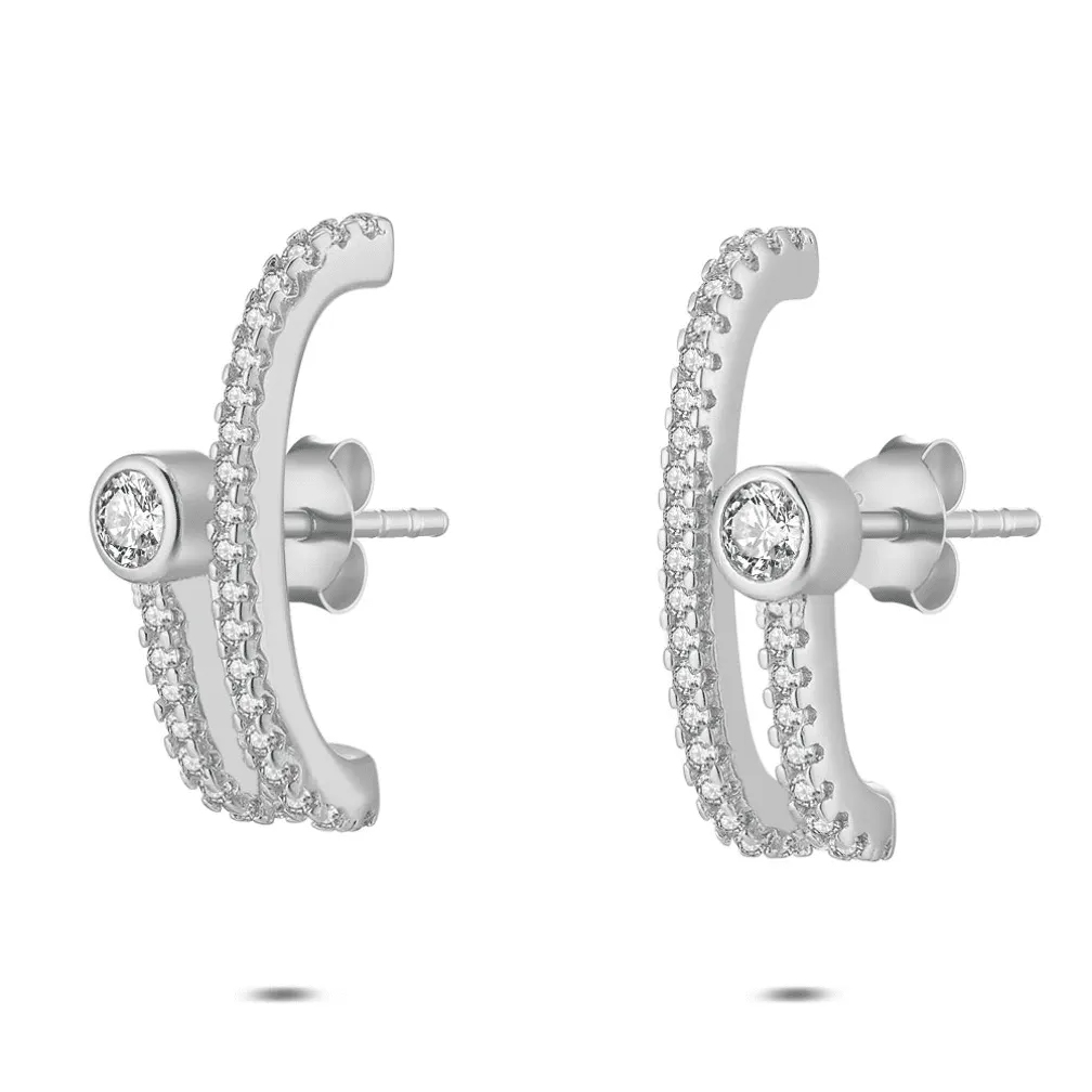 Oorbel in zilver, met zirkonia