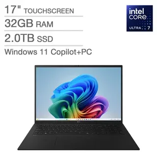 LG gram 17" Copilot+ PC, Thin and Lightweight Laptop, Windows 11 Home, Intel Evo Edition - Intel Core Ultra 7, 32GB RAM, 2TB SSD, Black