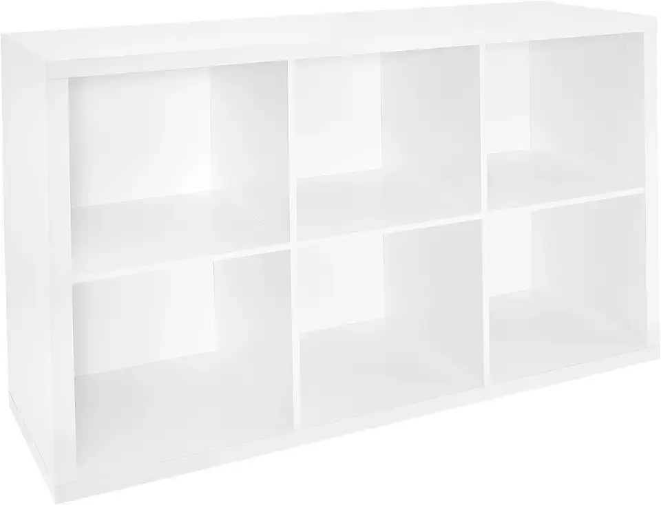 6 Cube Storage Shelf Organizer Bookshelf with Back Panel, Easy Assembly, Wood, White Finish
