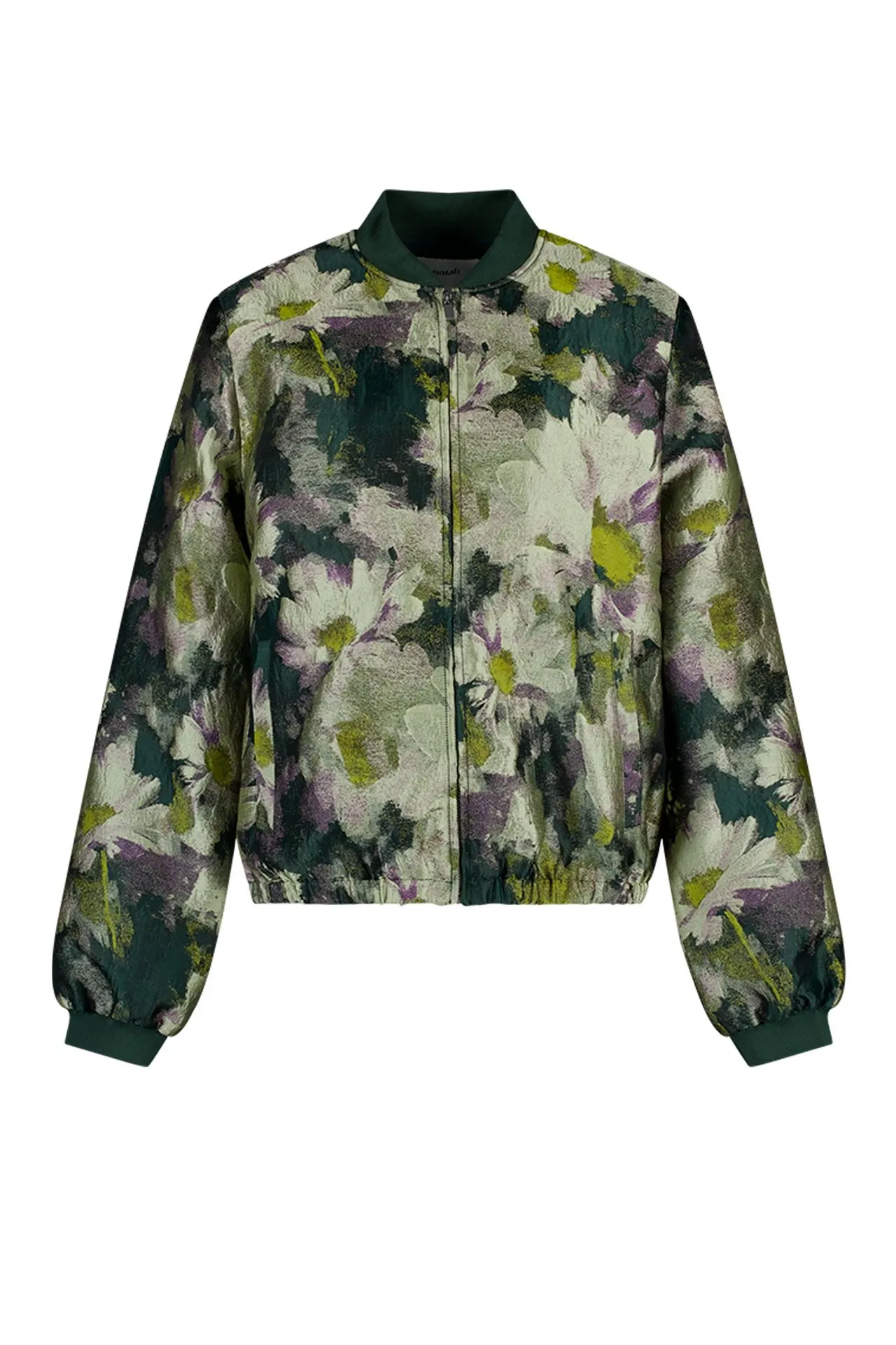 Groene bomberjas met bloemen