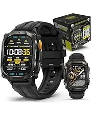 CARBINOX Edge Smart Watch Rugged, 1.96″ AMOLED, Stainless Steel, IP69K/5ATM Fitness trackers, Dual-Band GNSS, 500mAh, Bluetooth Calls, Smart Watch for Android Phones iOS (Black)