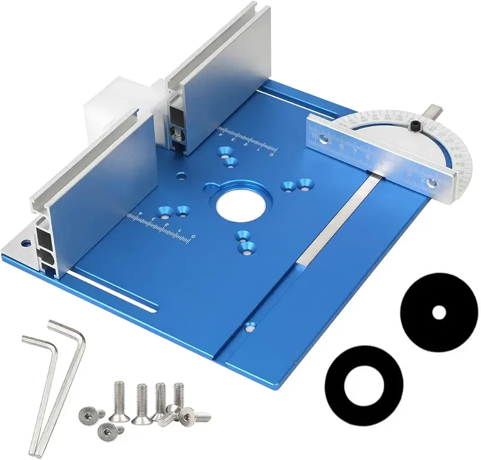 Aluminium Router Table Insert Plate,Woodworking Benches Router Flip Plate W/Miter Gauge Guide Fence Sliding Brackets