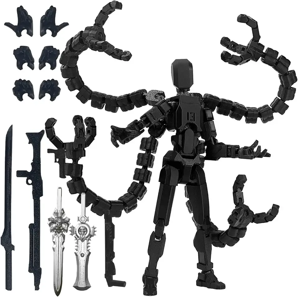 Already Assembled T13 Action Figure Accessories,Dummy 13 T13 Multi-Jointed Movable,for Collectors Desktop Decorations t-13 Movability 3D Printed Toys (Black)