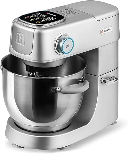 Hauswirt Stand Mixer 6QT XL Large, 4.5" LED Touch Screen Electric Household Stand Up Mixer, Full Metal Structure Standing Mixer 11-Speed, Dough Cake Bread Mixer – Silver Hauswirt Stand Mixer 6QT XL Large, 4.5" LED Touch Scree…