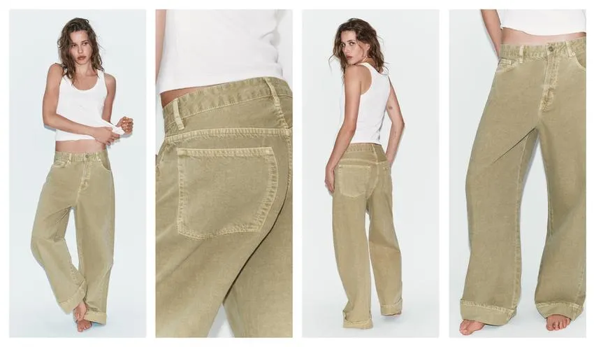 TRF MID-WAIST BAGGY FOLDED JEANS