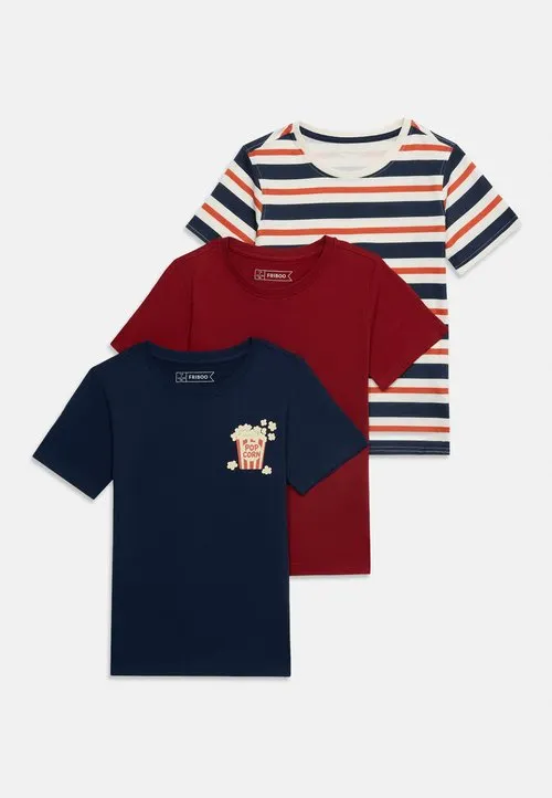 3 PACK - T-shirts med print - white/bordeaux/dark blue