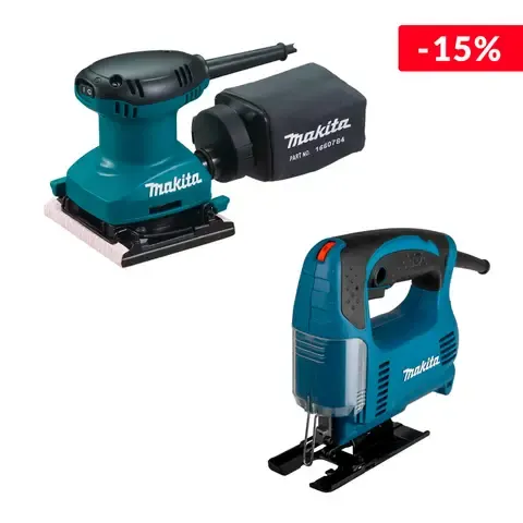 Combo Sierra Caladora 450W con Maletín + Lijadora de Acabados 4 1/2" 180W