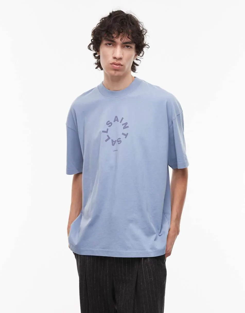 AllSaints Tierra t-shirt in bondi blue
