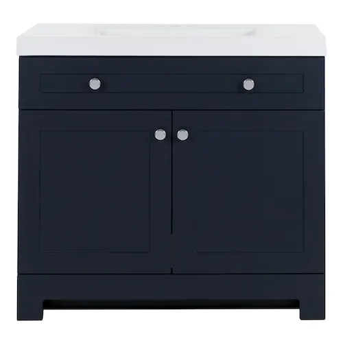 Everdean 36-inch W Bathroom Vanity in Deep Blue with White Cultured Marble Sink Top