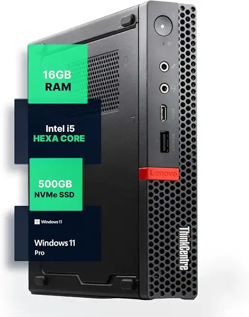 Lenovo M720Q ThinkCentre Mini PC | Windows 11 Pro | Intel i5-8400T | 16GB RAM + 500GB NVME | 5G WiFi + BT | Home or Office Micro Desktop Computer (Renewed)