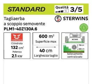 Tagliaerba a benzina semovente STERWINS da 132 cm³ L 40 cm