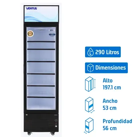 Visi-Cooler 1 puerta 290 litros negro
