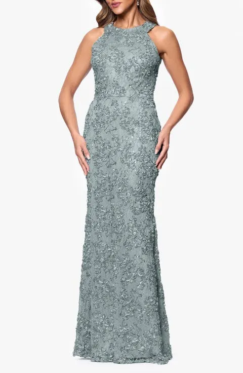 Sequin Soutache Sleeveless Sheath Gown