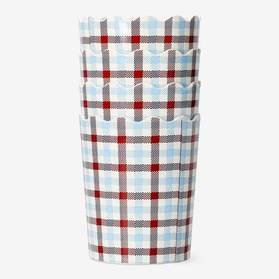 Checkered picnic cups - 4 pcs
