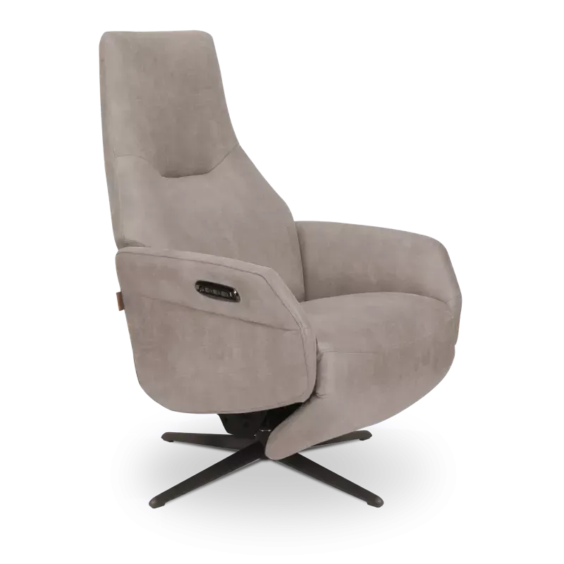 Relaxfauteuil (elektrisch/zwart) Opera - Microleder Oxx Lichtgrijs