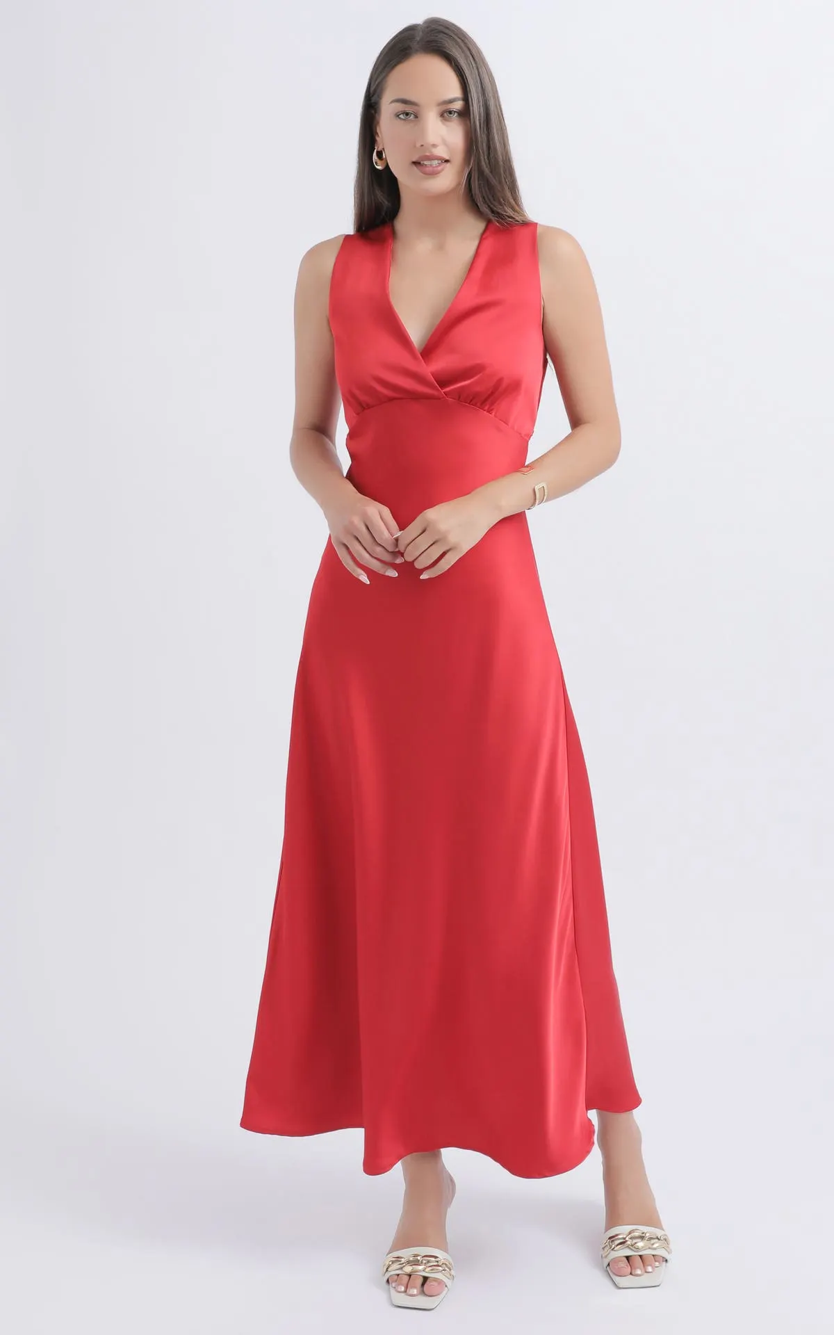 Satin V Neck Slip Gown
