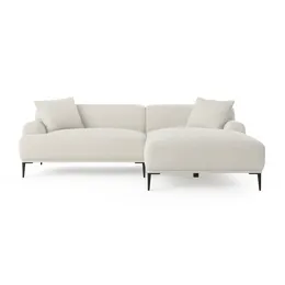 Brosa Seta 4 Seater Sofa with Chaise (Seashell White, Right Chaise)