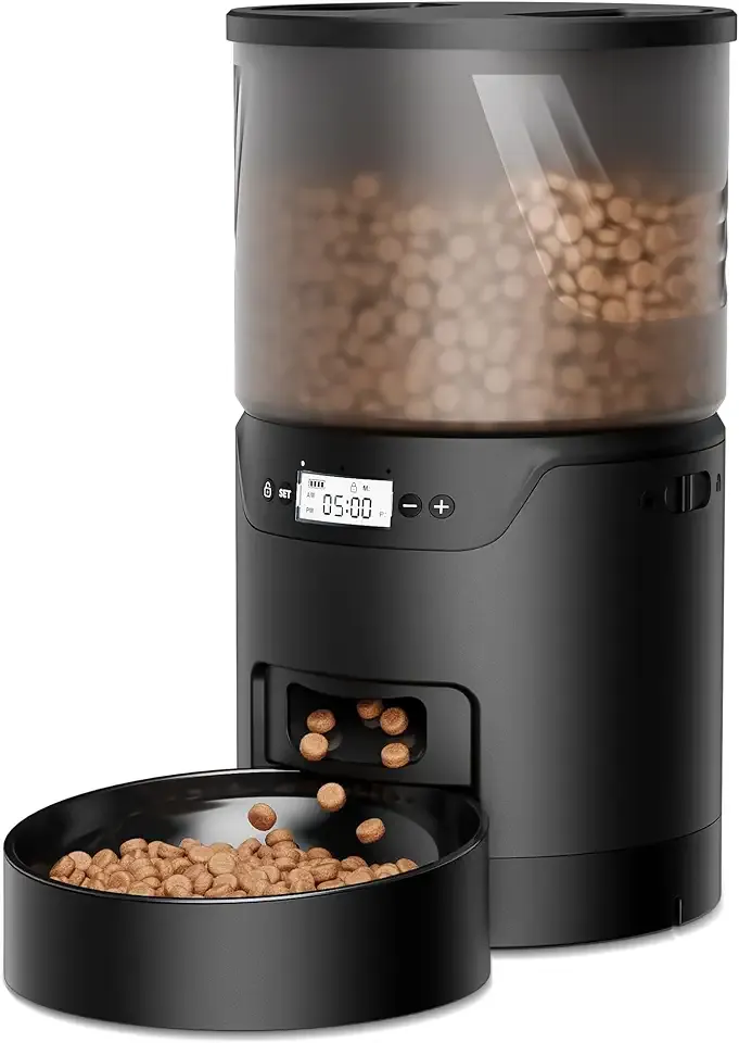 Automatic Cat Feeder: 3L Auto Food Dispenser with Timed Feeding| 6 Meal Programmable& 1-20 Portion Precise Control- Easy to Clean & Setup for Cat Indoor| Desiccant Bag Keep Food Fresh