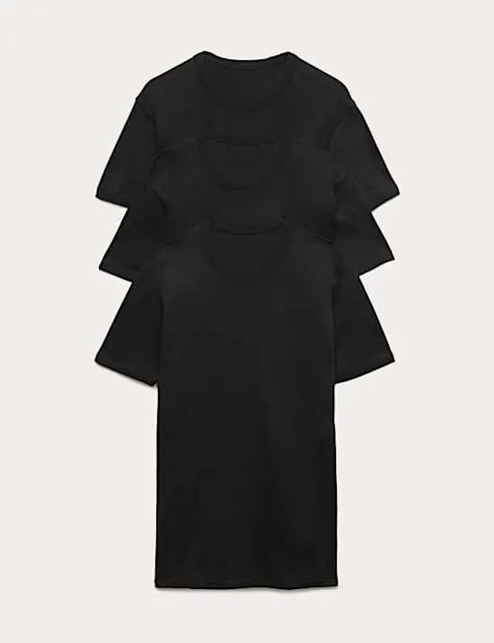 3 Pack Pure Cotton T-Shirt Vests