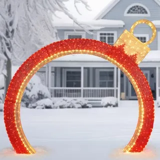 9' Ornament Arch with LED Twinkle Lights