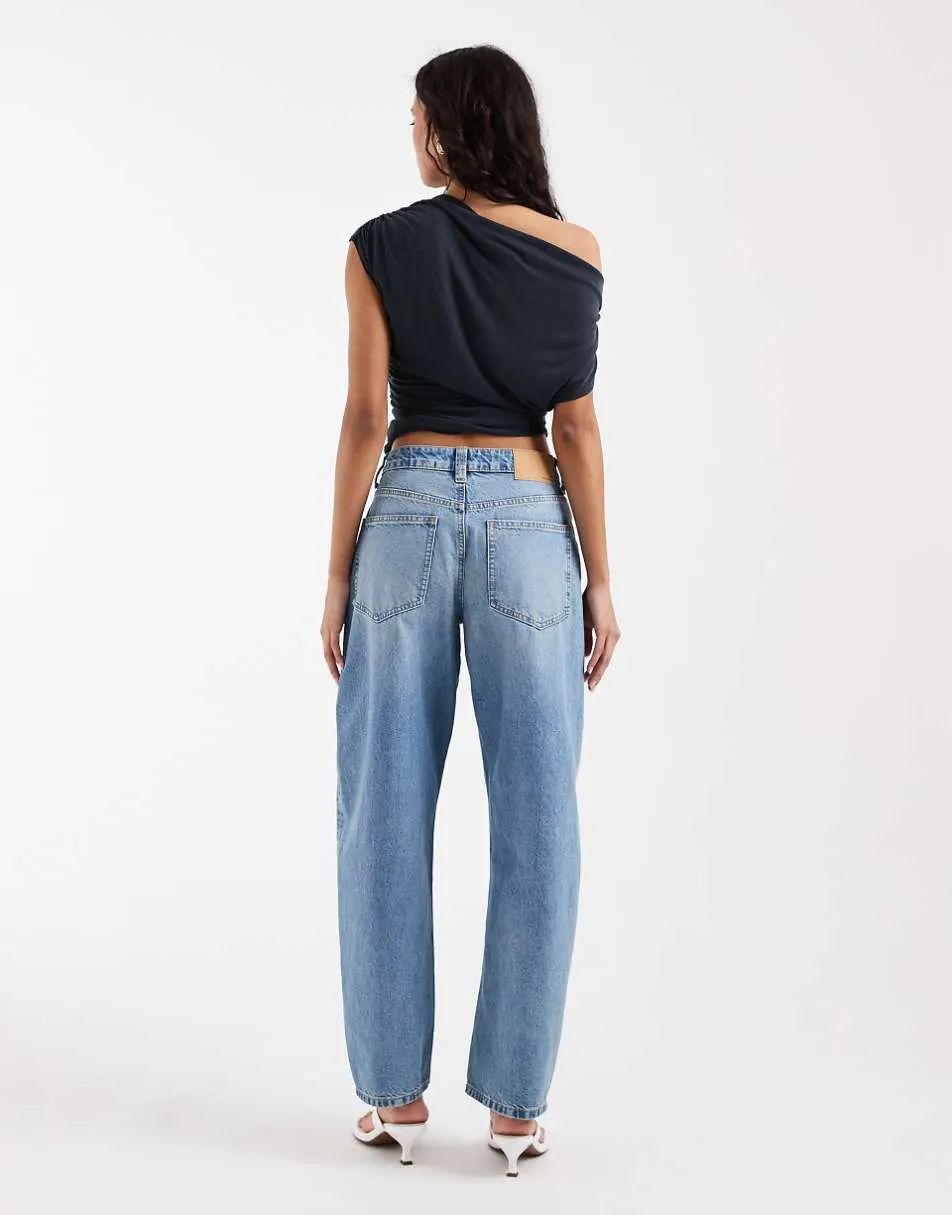 ASOS DESIGN Circular Design Collection slim barrel jeans in light midwash
