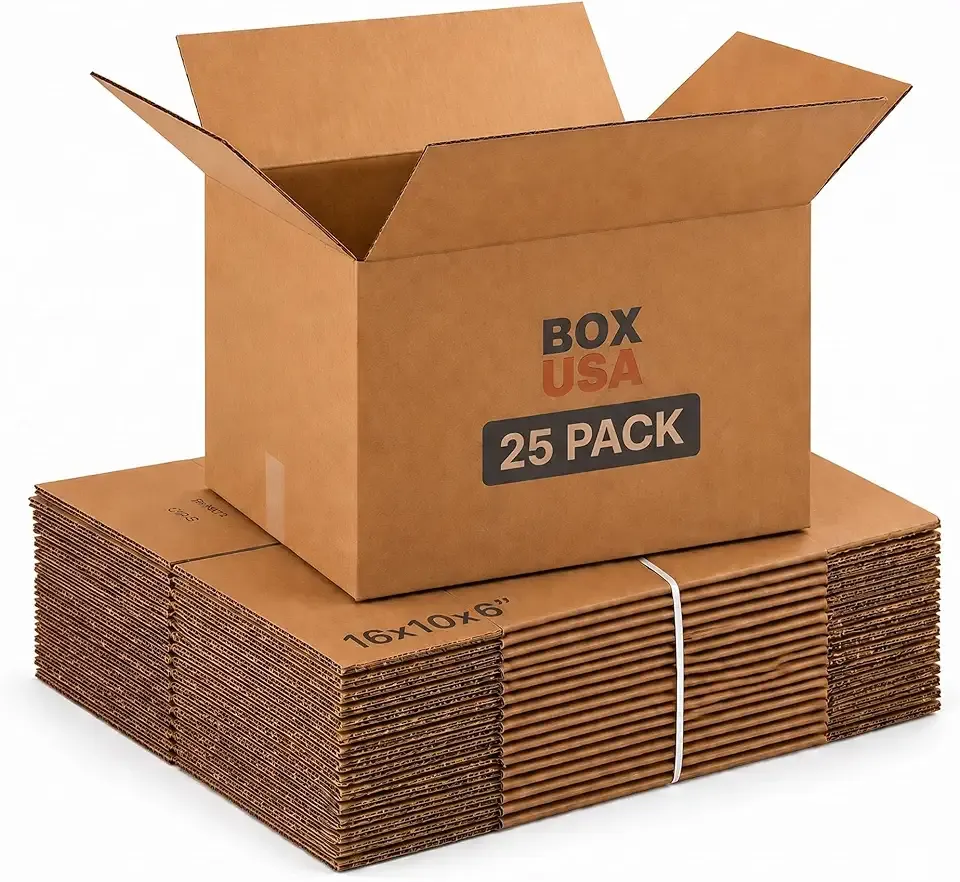 BOX USA Shipping Boxes 16"L x 10"W x 6"H, 25-Pack Medium Corrugated Cardboard Boxes for Shipping, Mailing, Packing, Packaging and Storage