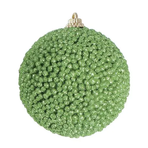 Enchanted Forest® 60mm Light Green Beaded Shatterproof Ornaments - 6 Pack