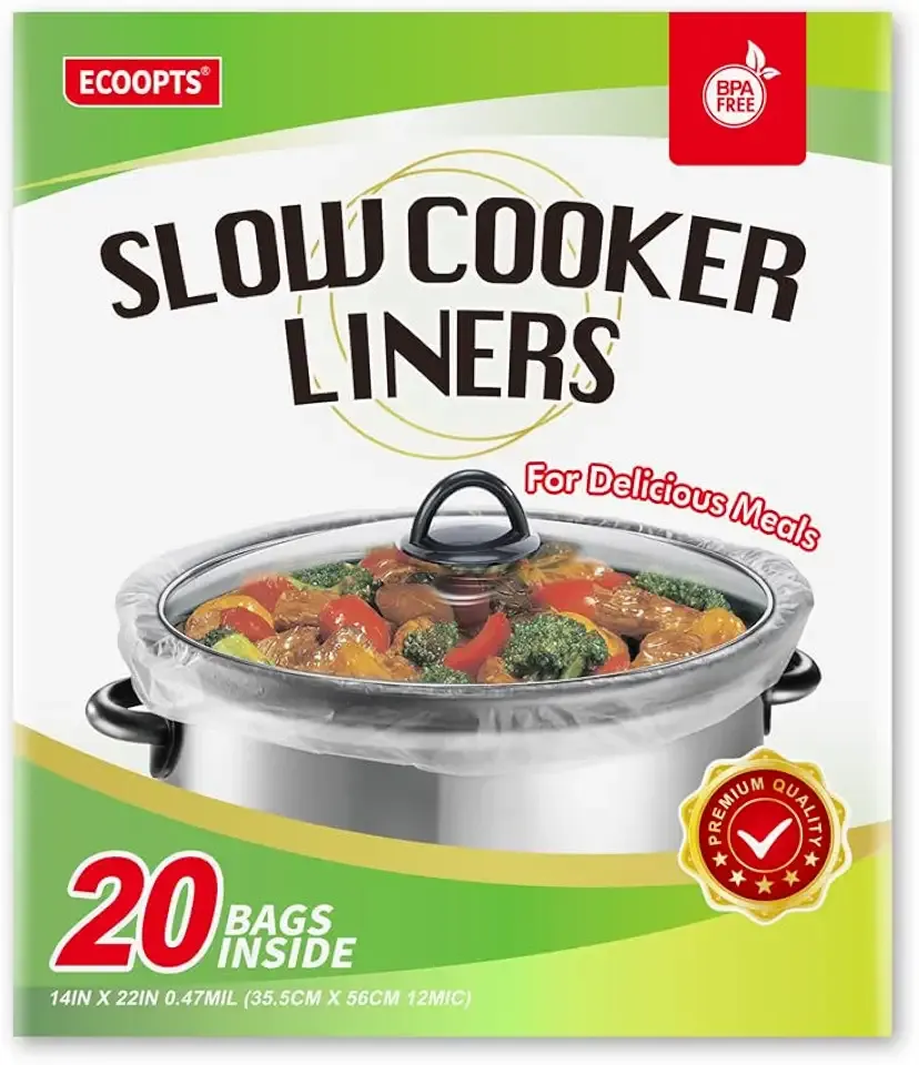 20 Count Disposable Slow Cooker Liners and Cooking Bags | Extra Large Size Fits 6-10QT Pot, 14"x 22" | Suitable for Oval & Round Pot, BPA Free (1 Pack)