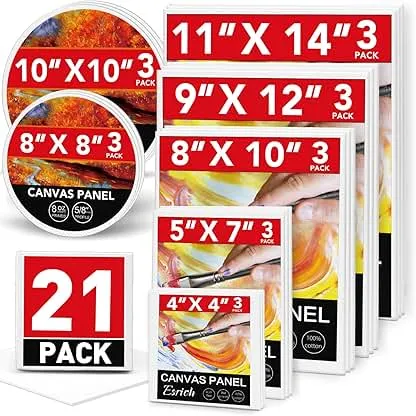ESRICH Canvas Boards for Painting-21 Pack Blank Flat…