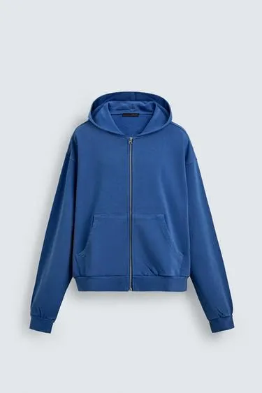 WASHED ZIP-UP HOODIE