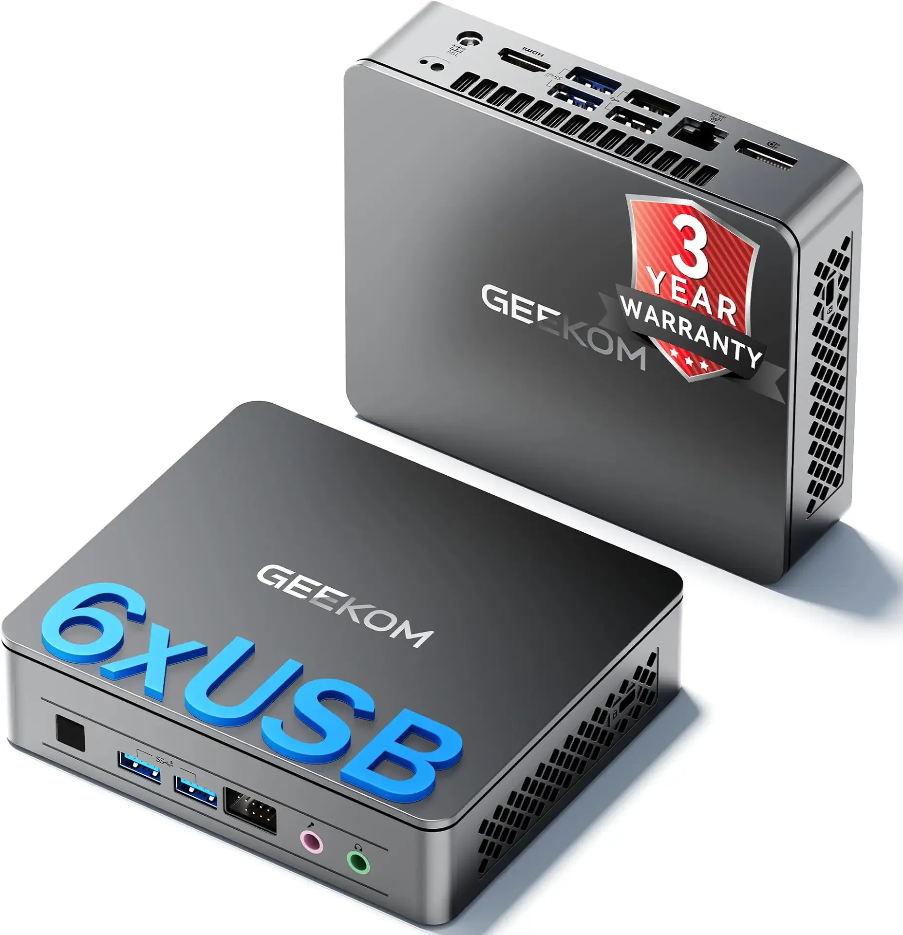 GEEKOM Mini PC Air12 Lite (3-Year Quality Support),with 12th Gen Intel N95 (15W TDP),8GB RAM 256GB NVMe PCIe M.2 SSD,6 USB Ports 9-Pin Mini Desktop Computer for Home/Business/Office
