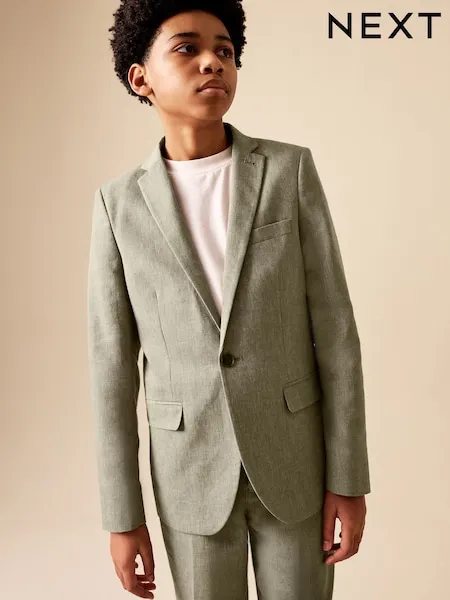 Neutral Beige Linen Blend Suit Jacket (3-16yrs)