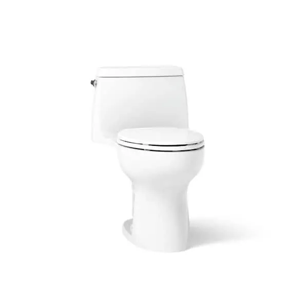 KOHLER Santa Rosa 12 in.​ Rough In 1-​Piece 1.​28 GFP Single Flush Elongated Chair Height Toilet in White with Soft Close Seat